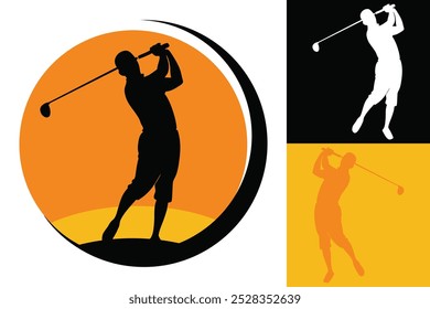 Golf Player Icon. Abstract Golfer Silhouette Vector Illustration - Stylish Golf Design on White Background