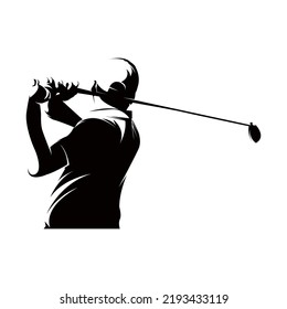 Golf player icon, golfer abstract isolated vector silhouette on white background