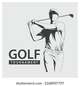 Golf player icon, golfer abstract vector silhouette