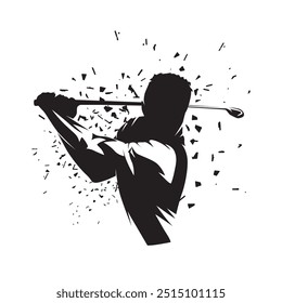 Golf player icon, isolated vector silhouette. Golf swing