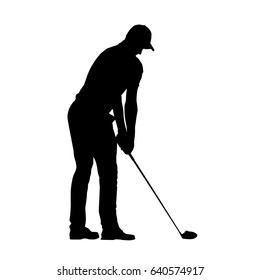 Golf Player Icon. Isolated Vector Silhouette