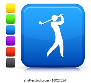 Icono del jugador de golf en la colección de botones de Internet cuadrado