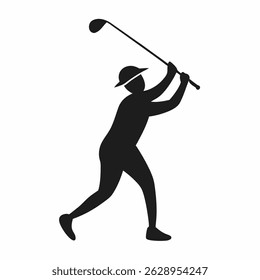 Icono de jugador de golf sobre fondo blanco.