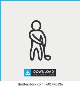 golf player icon. simple outline golf player vector icon. on white background.