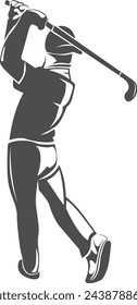 Golf player icon. Sport club black logo
