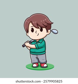 golf player illustration chibi character