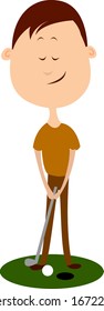Reproductor de golf, ilustración, vector sobre fondo blanco.