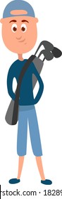 Reproductor de golf, ilustración, vector sobre fondo blanco