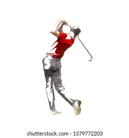 Golf player, isolated low poly vector silhouette, geometric golfer logo