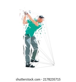 Golf player, isolated low polygonal vector illustration. Golf swing