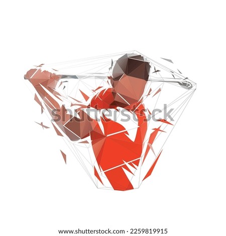 Golf player, isolated low polygonal vector illustration, geometric drawing from triangles