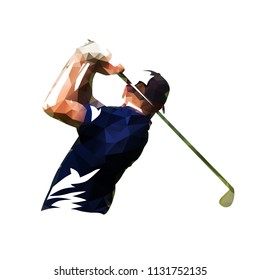 Golf player isolated polygonal vector illustration. Geometric drawing. Active people