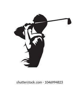 Golf Player, Isolated Vector Silhouette