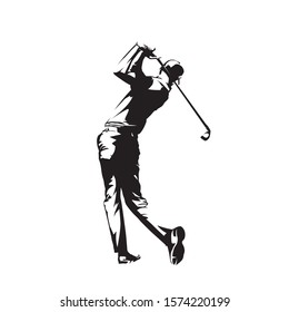Golf player, isolated vector silhouette, golfer logo
