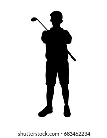 Golf player isolated vector silhouette