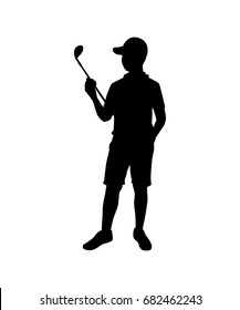 Golf player isolated vector silhouette