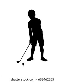 Golf player isolated vector silhouette