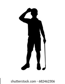 Golf player isolated vector silhouette