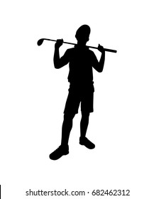 Golf player isolated vector silhouette