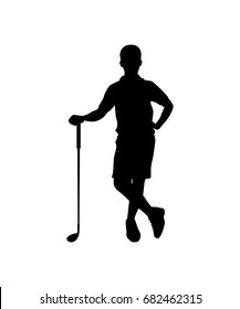Golf player isolated vector silhouette