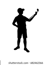 Golf player isolated vector silhouette