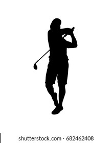 Golf player isolated vector silhouette