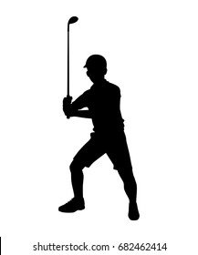 Golf player isolated vector silhouette