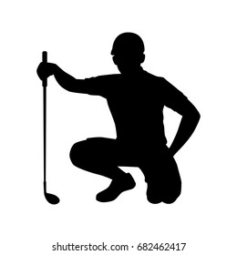 Golf player isolated vector silhouette