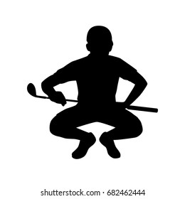 Golf player isolated vector silhouette