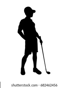 Golf player isolated vector silhouette