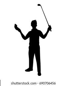 Golf player isolated vector silhouette