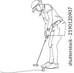 golf player line drawing vector illustration.