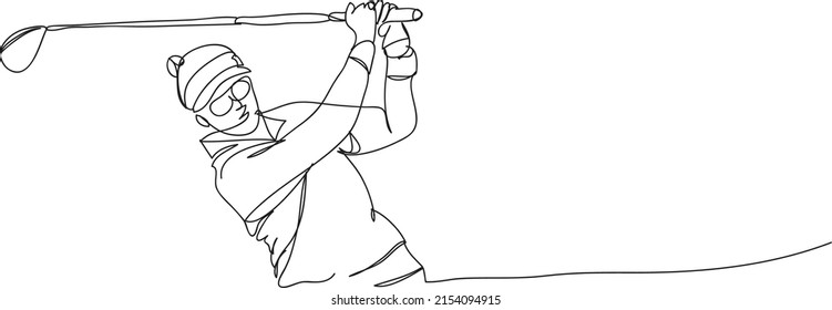 Golf player line drawing vector illustration.