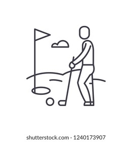 Golf player line icon concept. Golf player vector linear illustration, symbol, sign