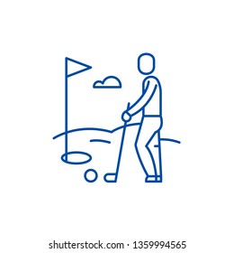 Golf player line icon concept. Golf player flat  vector symbol, sign, outline illustration.