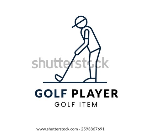 Golf Player line Icon Set . Vector Illustration