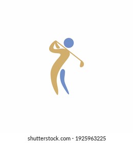 Golf player Logo abstract design vector template. 
Elite Luxury Gold Golf club Logotype concept icon.