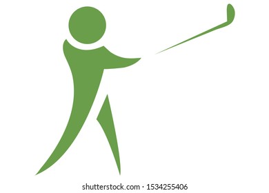 Golf Player Logo Design inspiration, a player hits the ball with a swing stick for brand and presentation visual