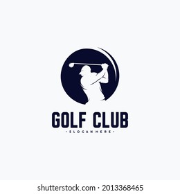 Golf player logo design template