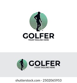 Golf player logo design template