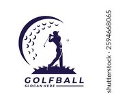 Golf Player logo design vector. Playing Golf Tournament logo icon template