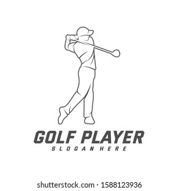 Golf Player logo design vector template, Vector label of golf, Logo of golf championship, illustration, Creative icon, design concept