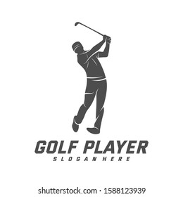 Golf Player logo design vector template, Vector label of golf, Logo of golf championship, illustration, Creative icon, design concept
