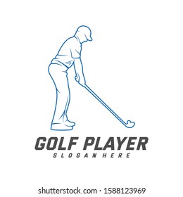 Golf Player logo design vector template, Vector label of golf, Logo of golf championship, illustration, Creative icon, design concept