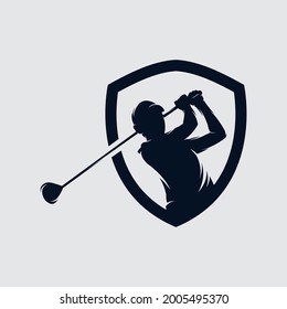 Golf player Logo design vector template. Elite Luxury Gold Golf club