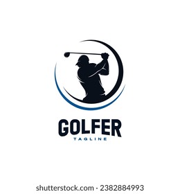 Plantilla vectorial de diseño del logotipo del jugador de golf