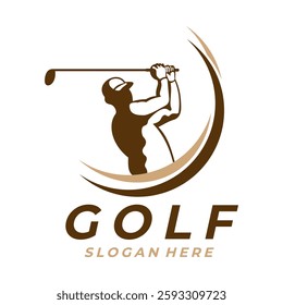 Golf Player logo design vector template. Swings Golf logo design icon