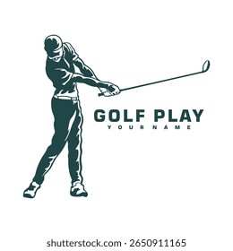 Golf Player logo design vector. Silhouette Golf Male Player Template Illustration. Icon Symbol