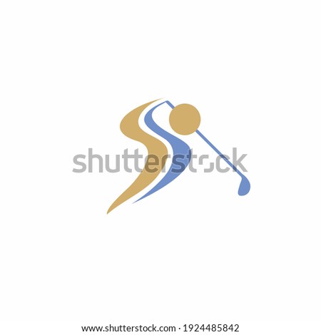 Golf player Logo design vector template. 
Elite Luxury Gold Golf club Logotype concept icon.