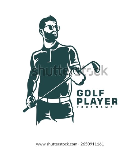 Golf Player logo design vector. Silhouette Golf Male Player Template Illustration. Icon Symbol